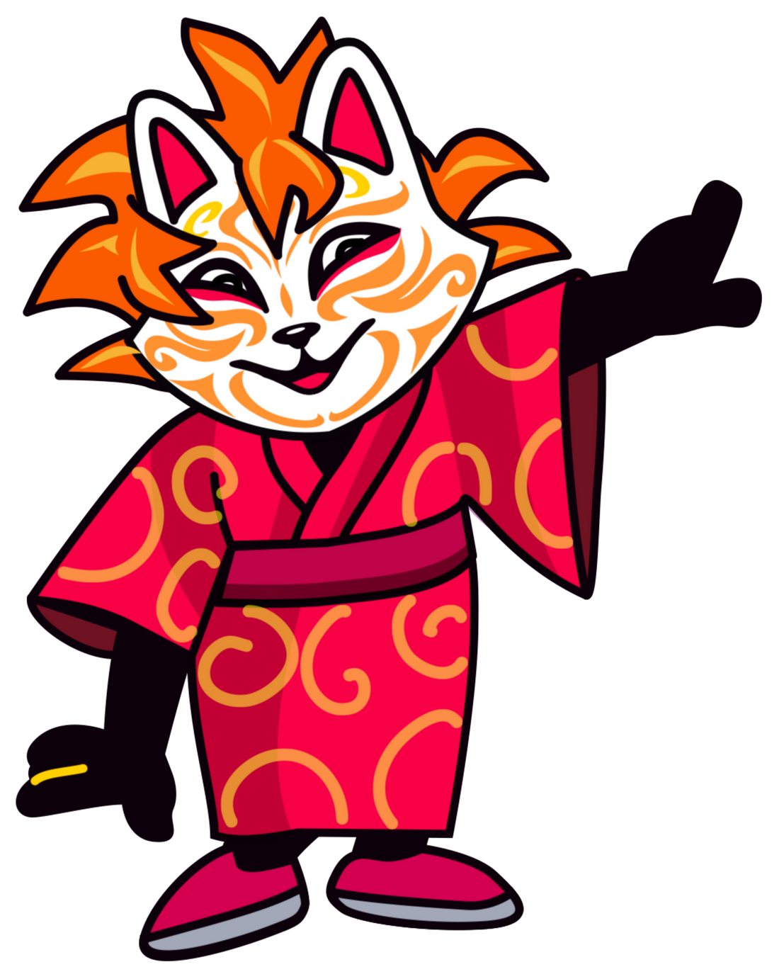 Kid Kimono — Kidstune esprit du Japon, masque Kitsune et kimono rouge