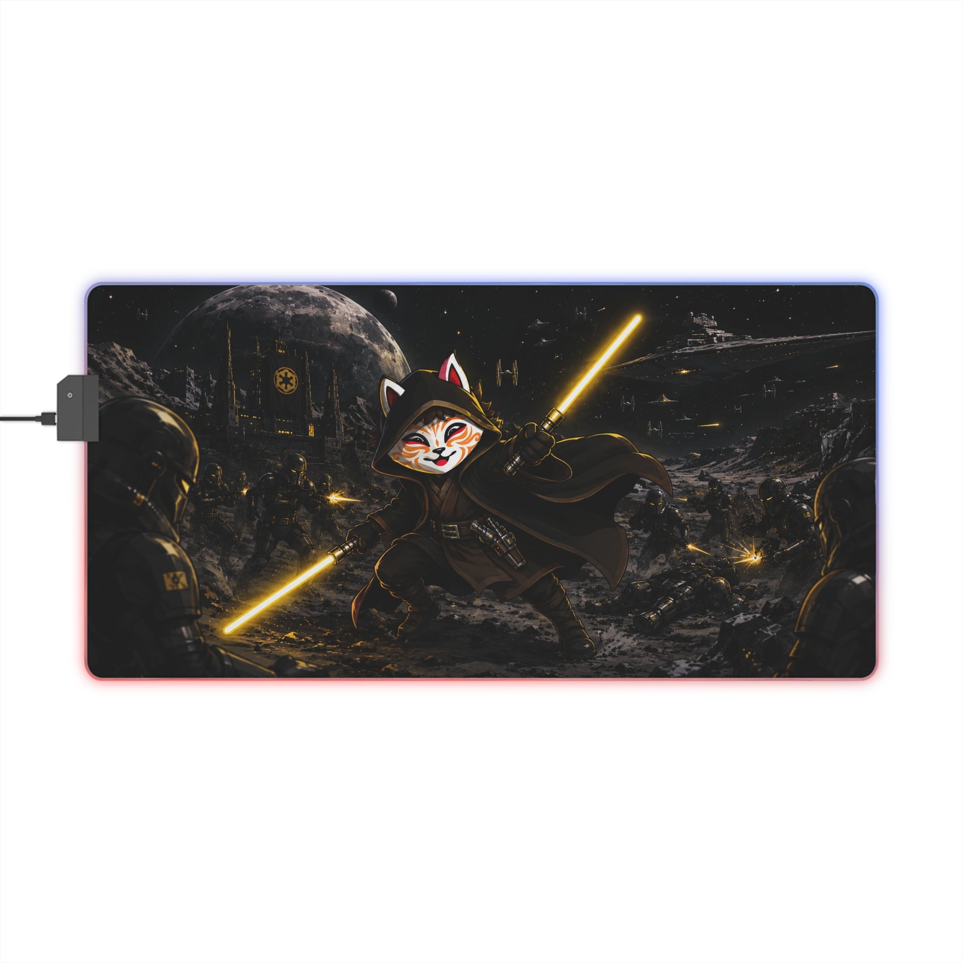 Tapis de souris LED RGB XXL Kid Jedi – Combat sur la Lune Noire