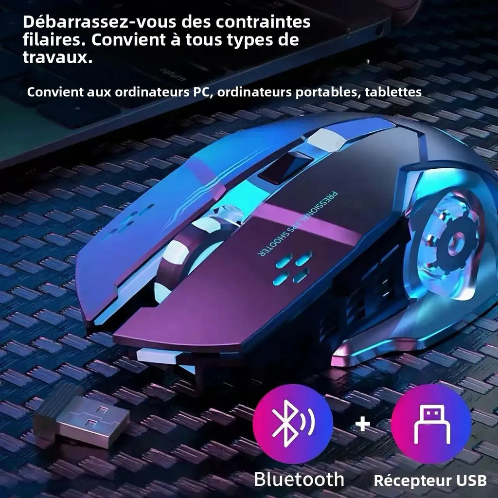 Souris Gaming RGB Bluetooth Double Mode – Sans Fil Rechargeable