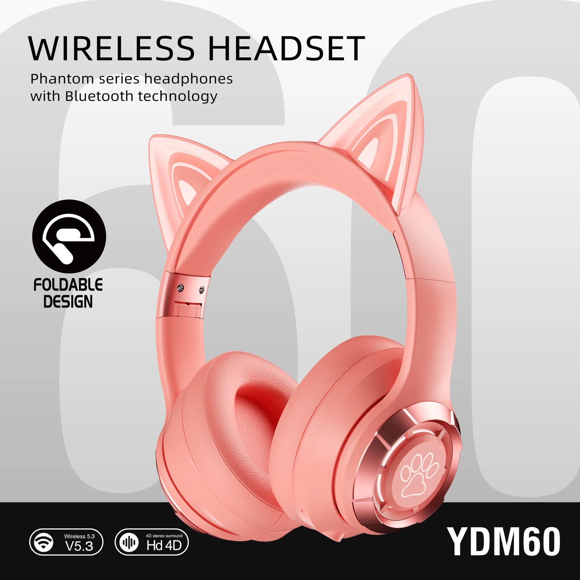 Casque Bluetooth Oreilles de Chat RGB Pliable – Kidstunes