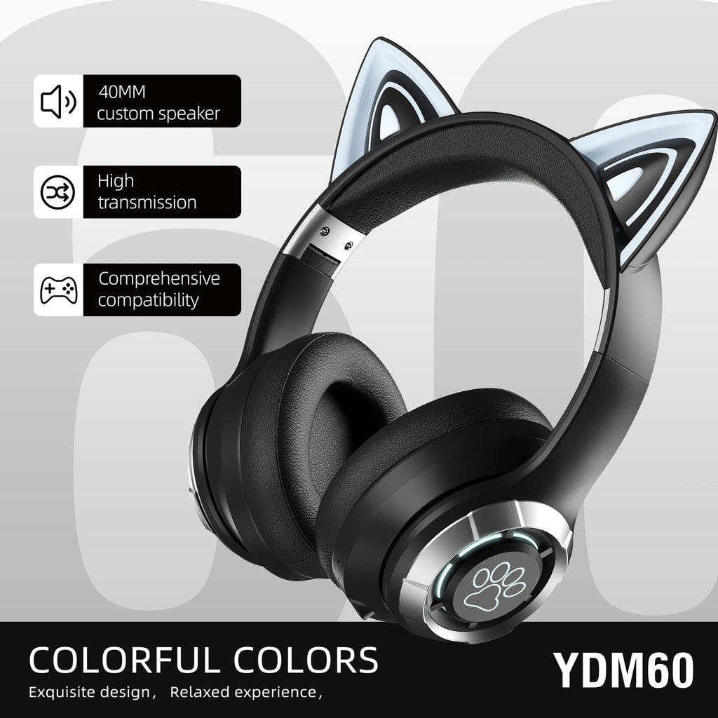 Casque Bluetooth Oreilles de Chat RGB Pliable – Kidstunes