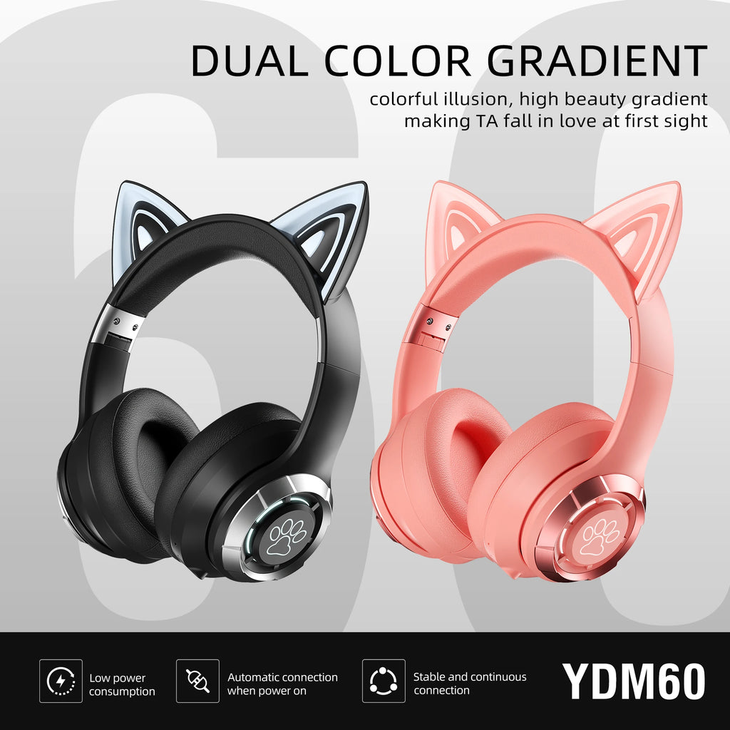 Casque Bluetooth Oreilles de Chat RGB Pliable – Kidstunes
