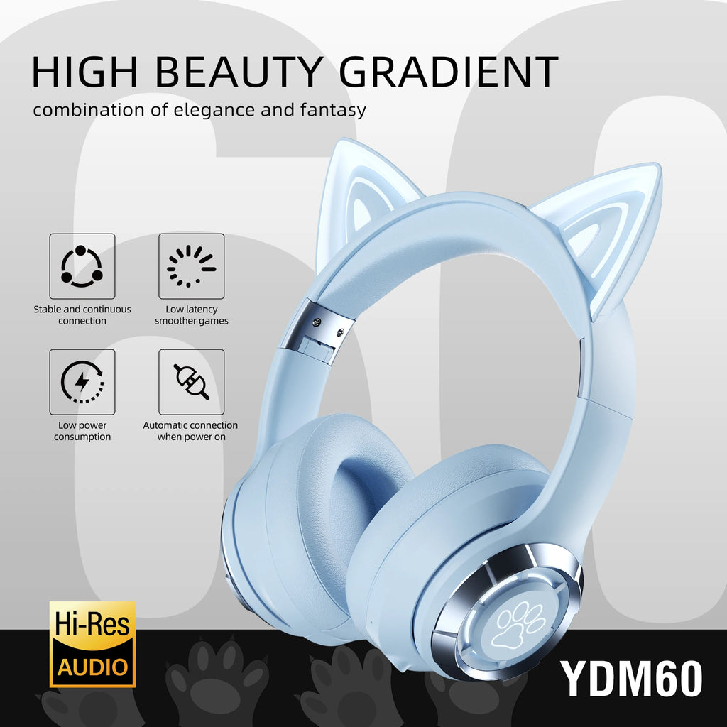 Casque Bluetooth Oreilles de Chat RGB Pliable – Kidstunes
