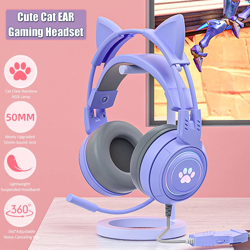 Casque Gaming Oreilles de Chat RGB – Kidstunes