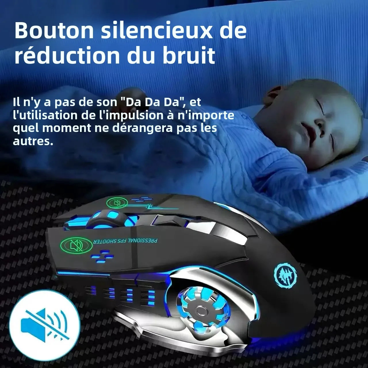 Souris Gaming RGB Bluetooth Double Mode – Sans Fil Rechargeable
