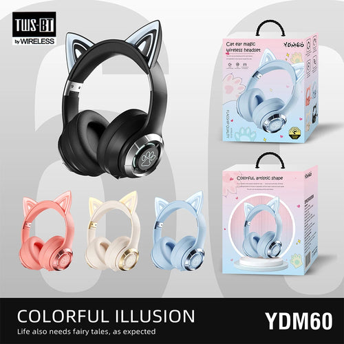 Casque Bluetooth Oreilles de Chat RGB Pliable – Kidstunes