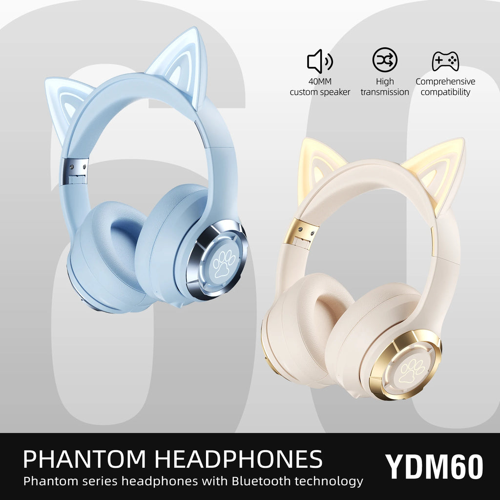 Casque Bluetooth Oreilles de Chat RGB Pliable – Kidstunes