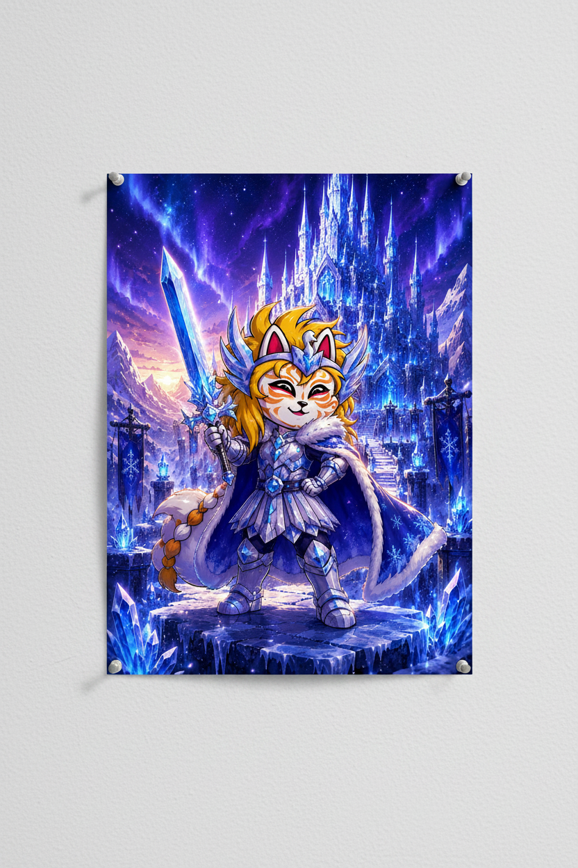 Poster Kid Yoga armure cristal glace château bleu aurora épinglé sur un mur