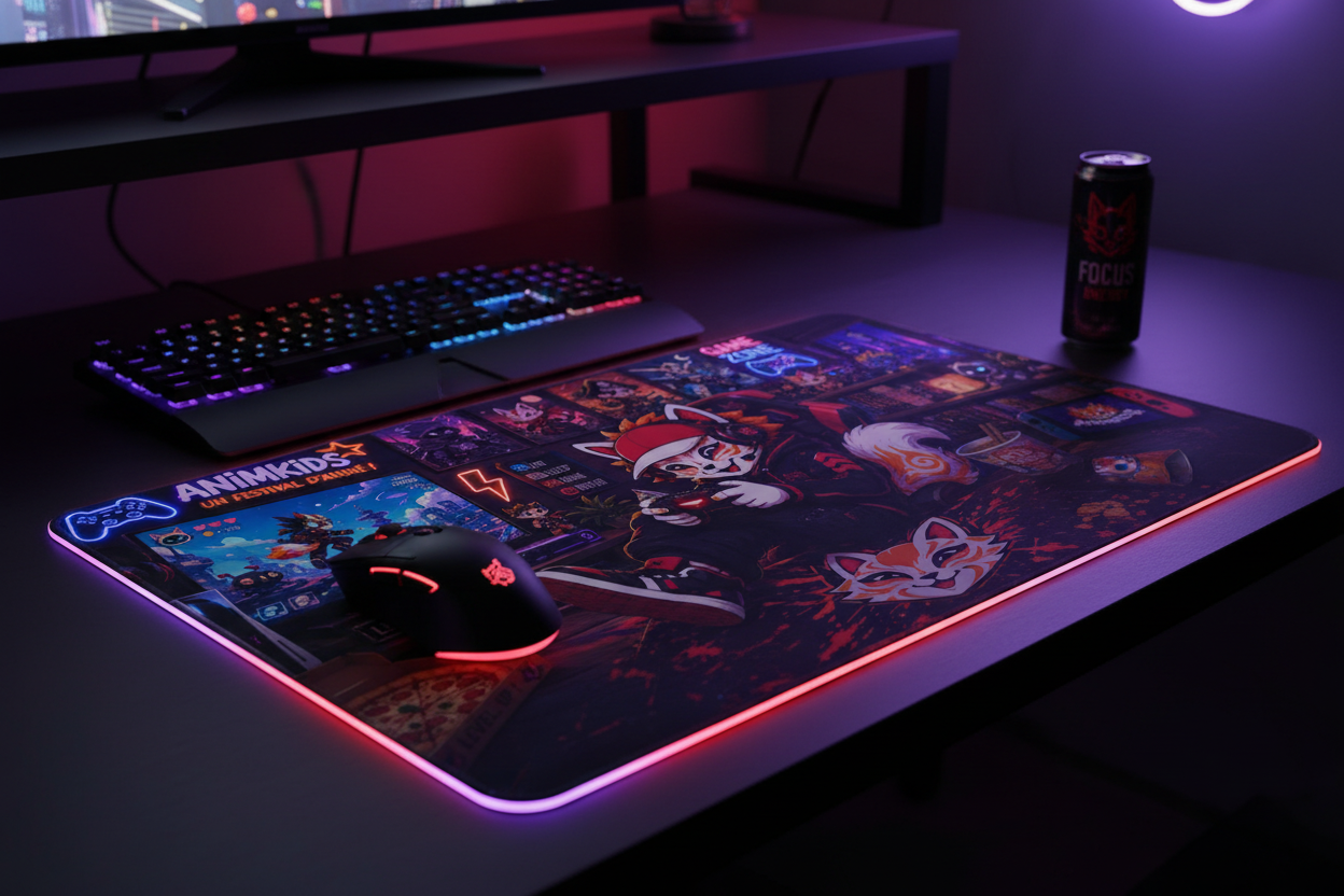 Mise en situation tapis Kid Gamer sur bureau