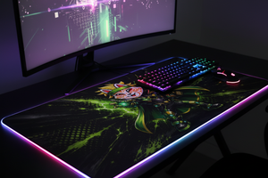Tapis Kid Comics – Héros de l'Énergie sur bureau gaming RGB
